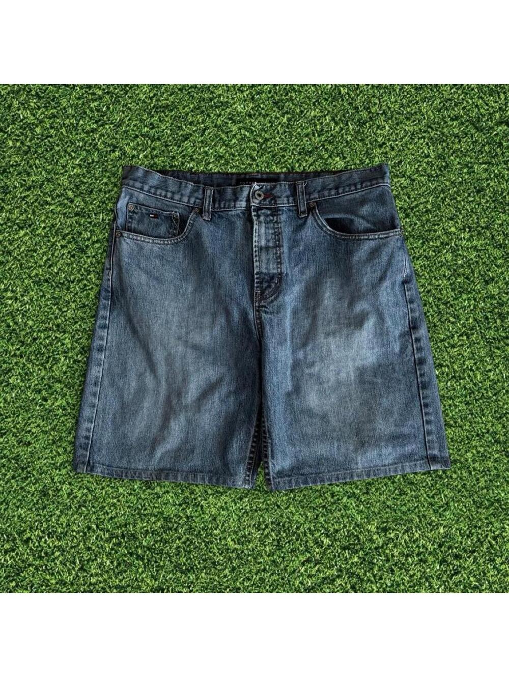Y2K Tommy Hilfiger Baggy Blue Denim Jorts Size 34